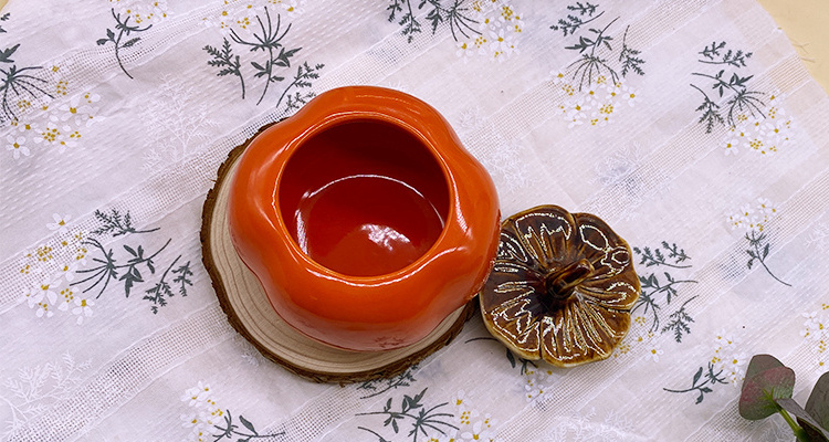 TC09 Factory price pumpkin shape art ceramic candle jar for home decoration and gifts