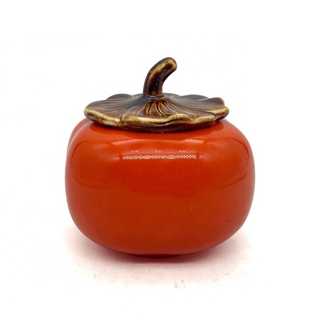 TC09 Factory price pumpkin shape art ceramic candle jar for home decoration and gifts