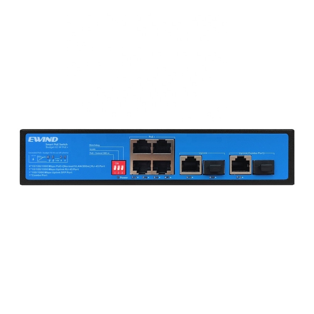 AI 4 port 6 port 8 port  PoE Switch Camera Case Original OEM EWIND Rohs outdoor Gigabit 1000Mbps network switch