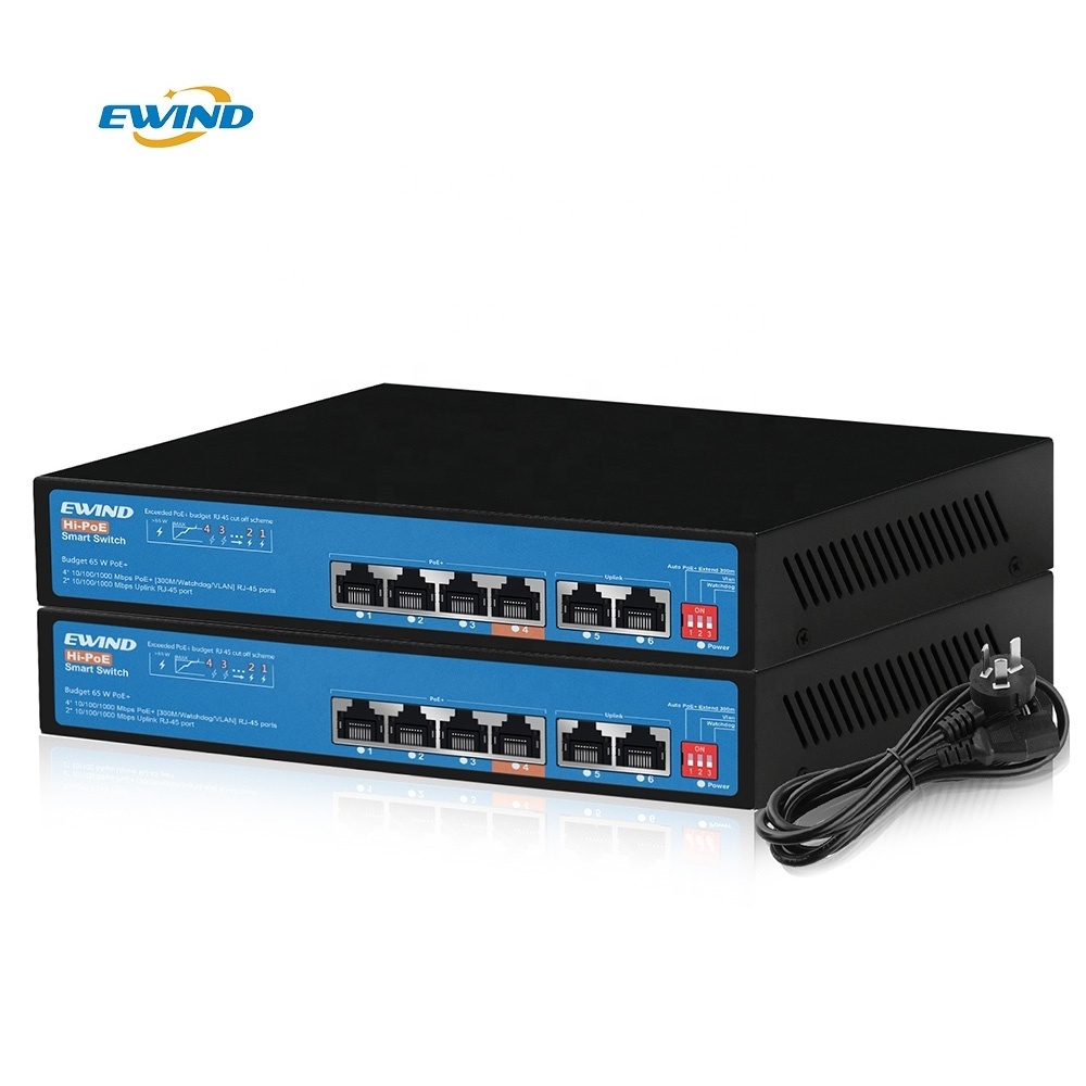 4 Port Poe Gigabit Switch 4*10/100/1000mbps POE port+2*1000mbps RJ45 UP-Link Port for NVR IP Camera CCTV