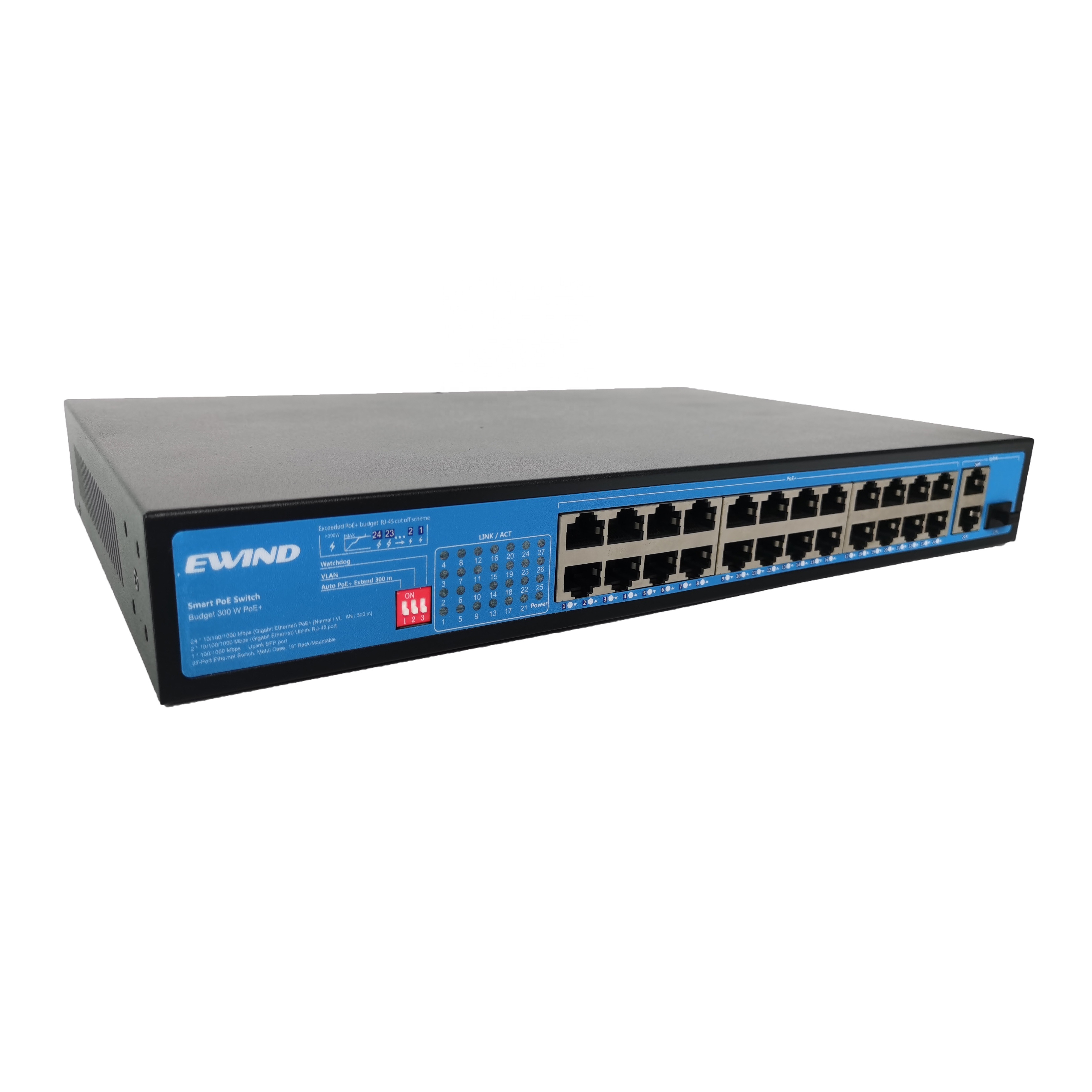 Ewind 24 Port Gigabit Passive PoE Ethernet Switch 1-8 Ports Support Watch Dog Function Vlan 250M Long Distance