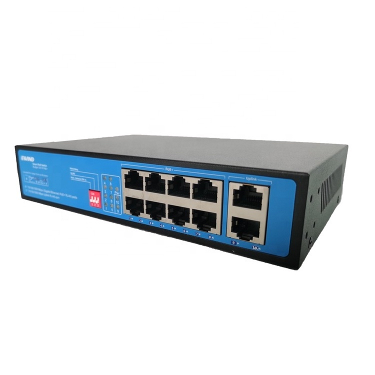 Factory OEM/ODM POE Switch 4 8 16 24 port 100/1000M Ethernet Fiber Switch POE Gigabit with 2 Uplink RJ45 Ports