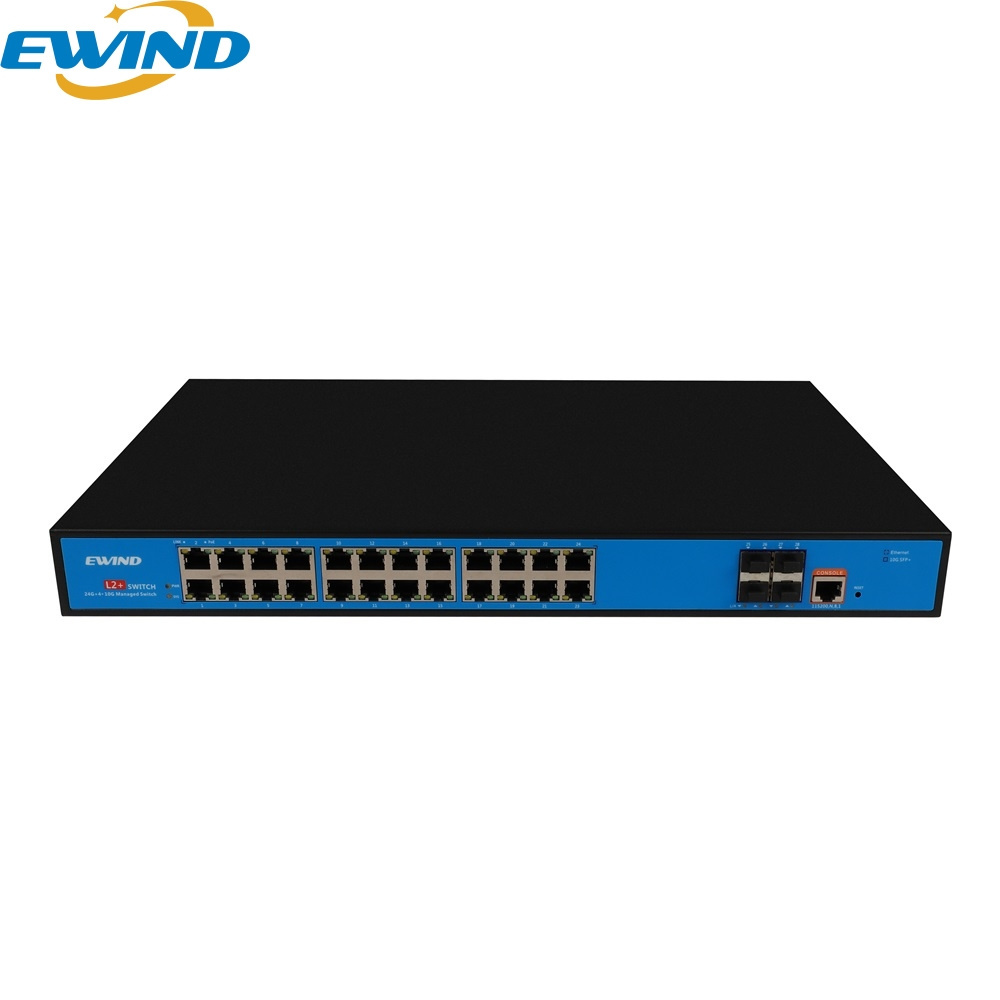 EWIND 24 Port 10/100/1000M Network Switch Standard 1U rack Built in Power adapter  L2 Managed Ethernet Switch