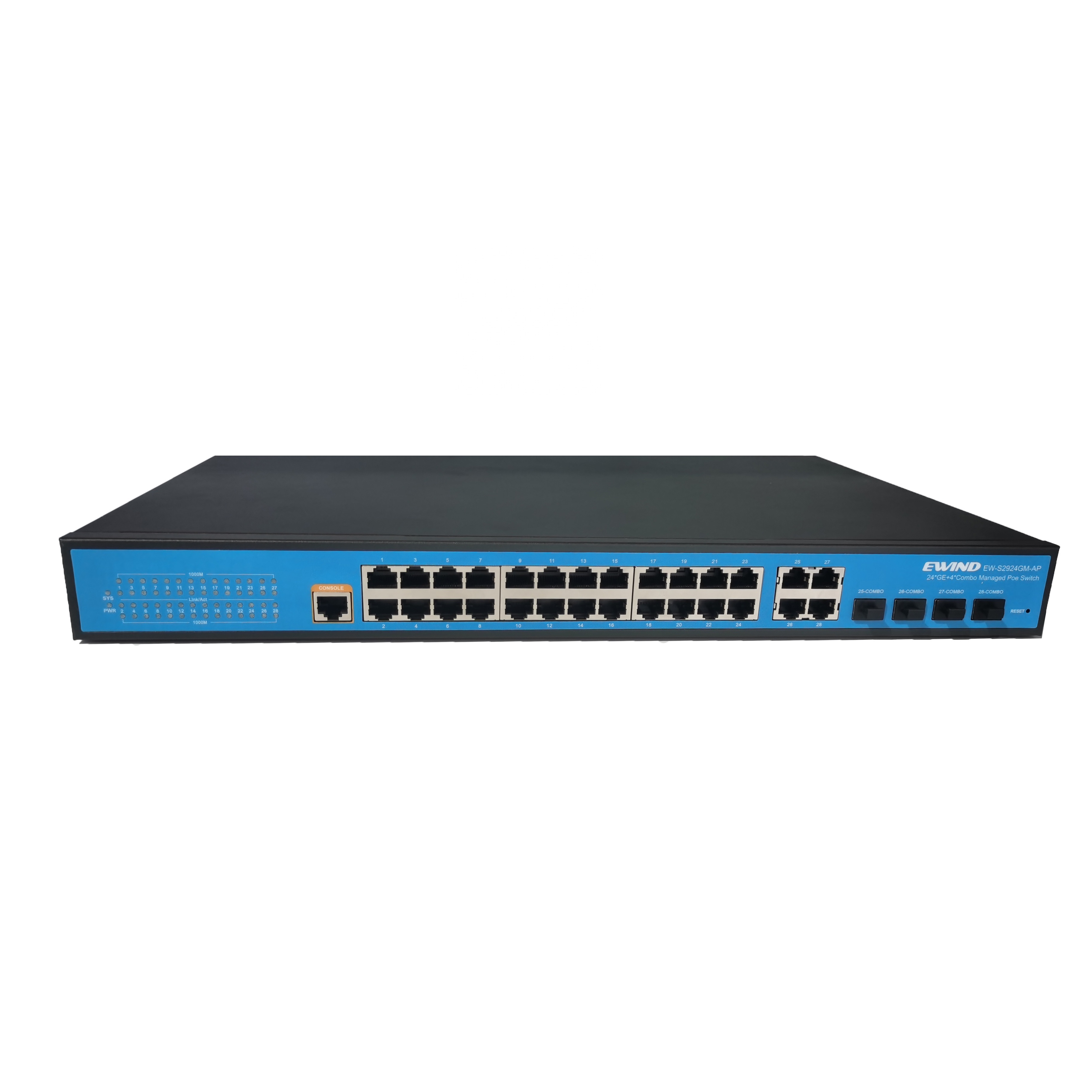 24 Port Gigabit PoE Switch 400W Managed 4 Combo Reverse Ethernet Network Switch