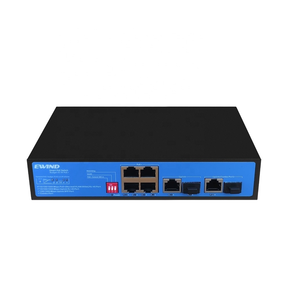 AI 4 port 6 port 8 port  PoE Switch Camera Case Original OEM EWIND Rohs outdoor Gigabit 1000Mbps network switch