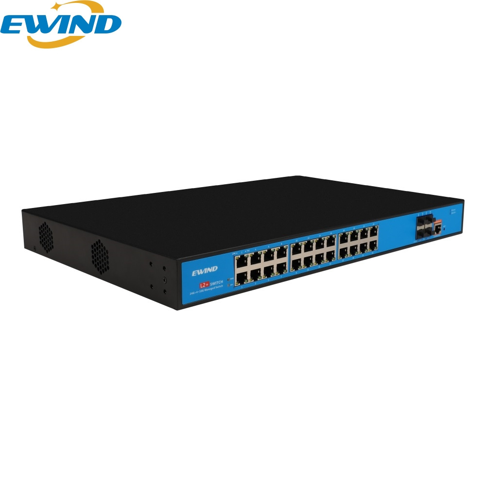 EWIND 24 Port 10/100/1000M Network Switch Standard 1U rack Built in Power adapter  L2 Managed Ethernet Switch