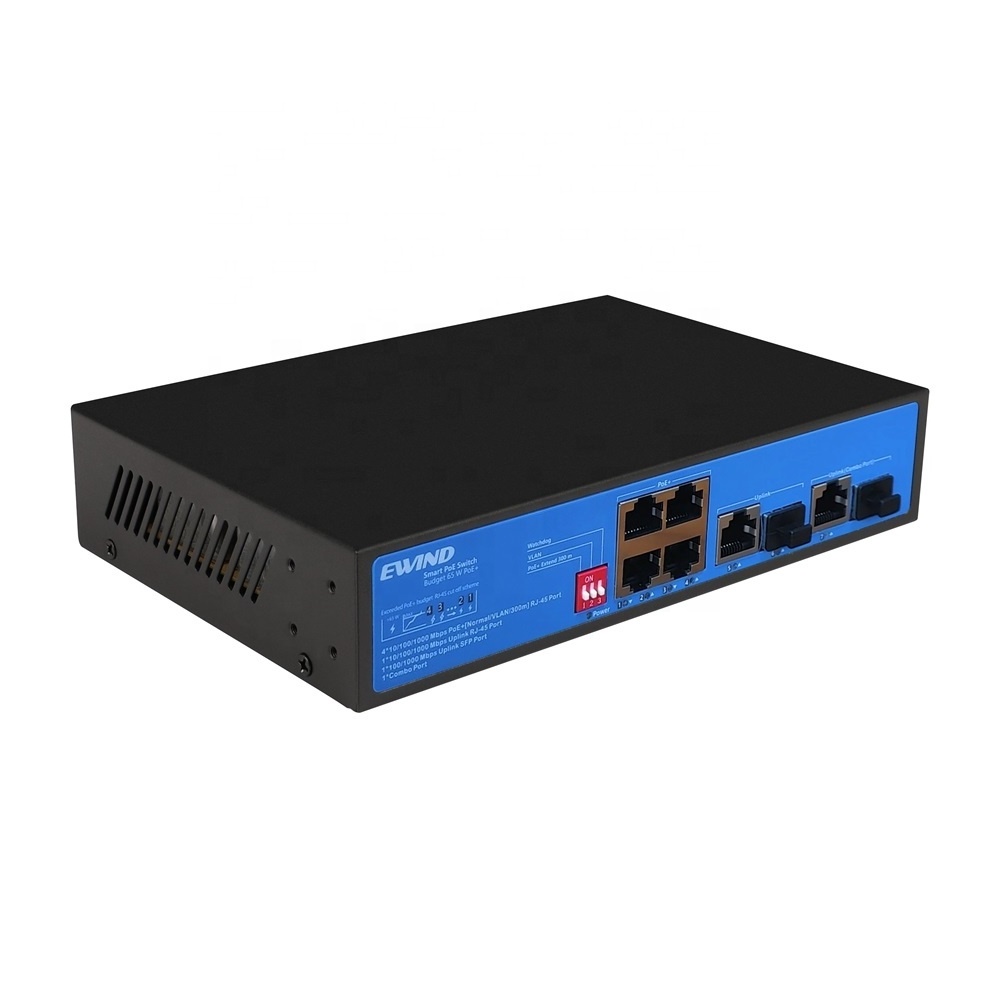 AI 4 port 6 port 8 port  PoE Switch Camera Case Original OEM EWIND Rohs outdoor Gigabit 1000Mbps network switch