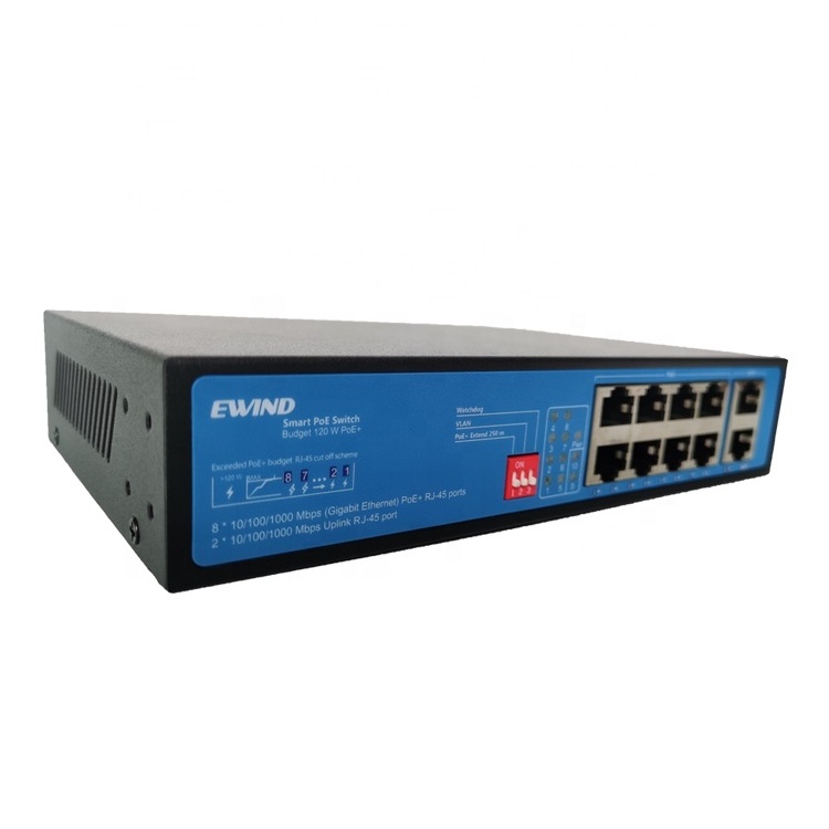 Factory OEM/ODM POE Switch 4 8 16 24 port 100/1000M Ethernet Fiber Switch POE Gigabit with 2 Uplink RJ45 Ports