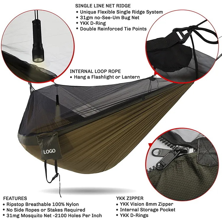 Customized hammock tent camping Outdoor waterproof sleeping Double Single Travel portable Camping Hammock