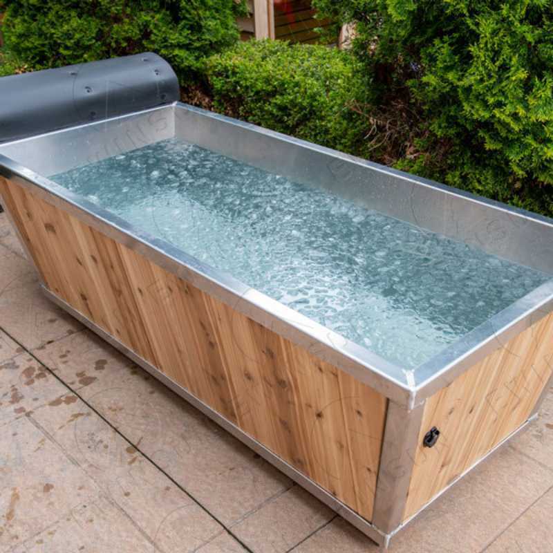 Ewinsun Hot Sale For 1-2people Wooden stainless steel Ice Bath Tub Cover With Cooling System Cold Plunge Therapy Tub