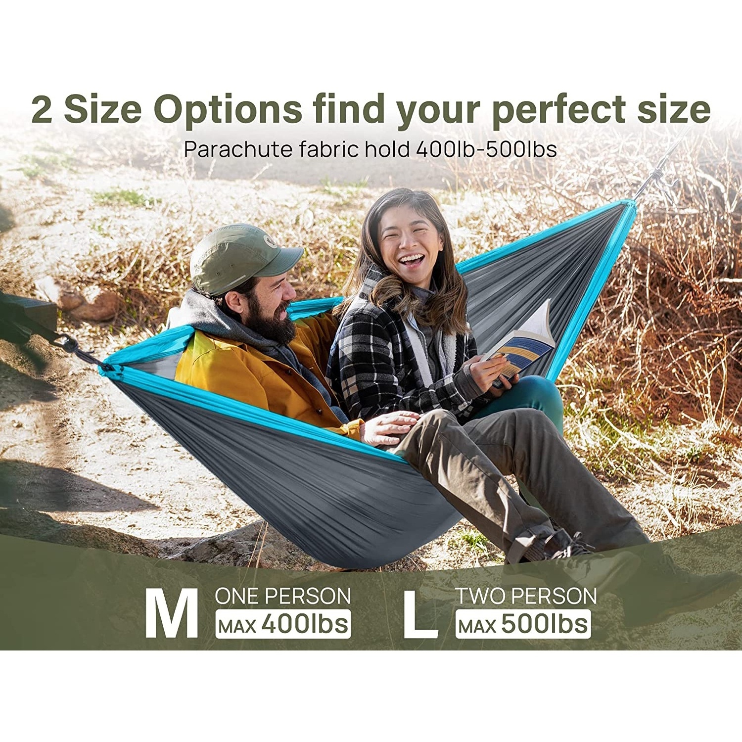 Ewinsun Camping Hammock Double & Single with 2 Tree Straps Nylon Parachute Hammocks for Travel/ Beach/Backyard/Patio/Hiking