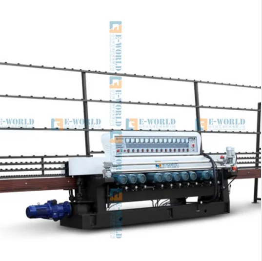 Automatic 11 Motors Decorative Glass Edge Polishing Beveling Edging Machine Fine Grinding Effect With PLC