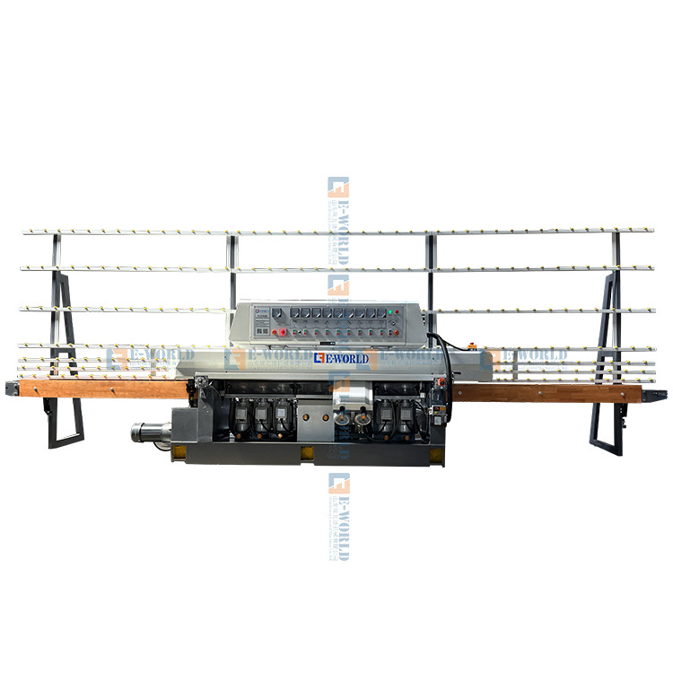 9 motors glass edging machine glass straight line edging machine/CNC glass straight line double edger