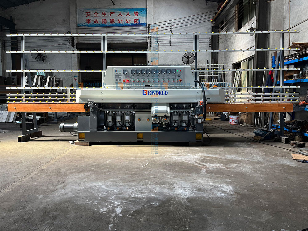 9 motors glass edging machine glass straight line edging machine/CNC glass straight line double edger