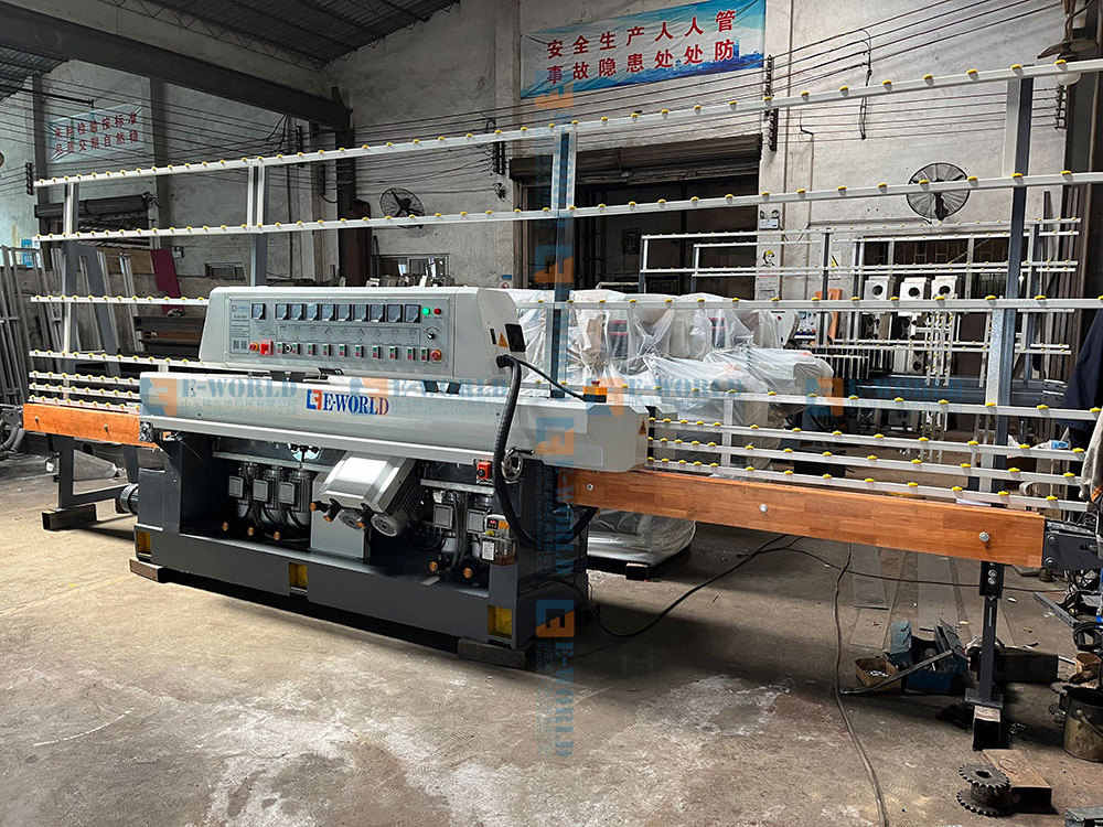 9 motors glass edging machine glass straight line edging machine/CNC glass straight line double edger