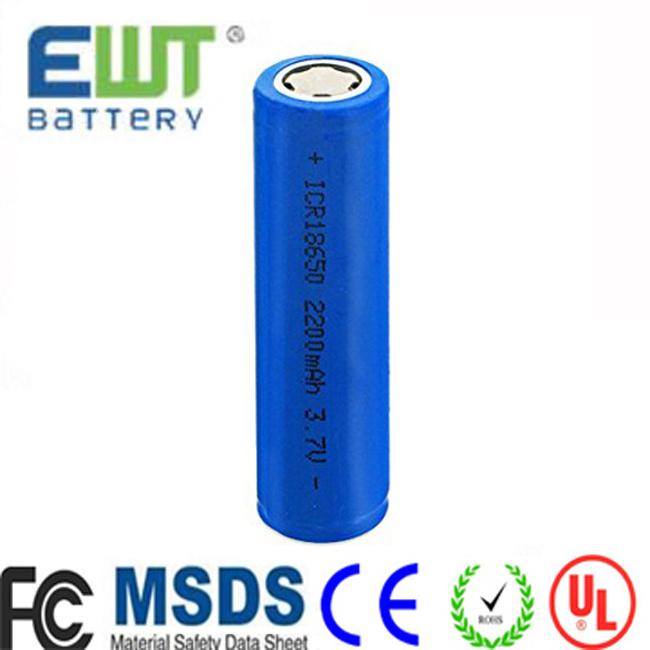 18650 li ion battery 18650 2200mAh 3.7V rechargeable battery for electric bike flashlight