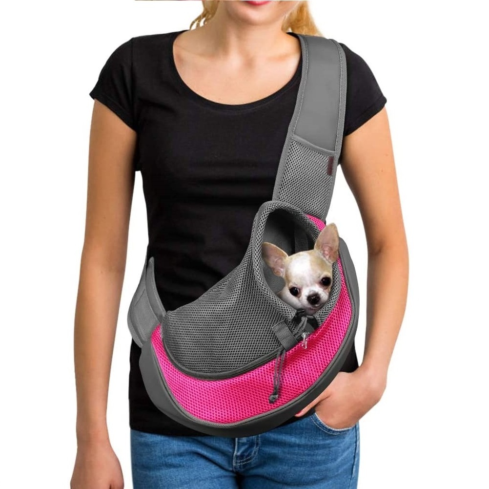 Small Pet Dog Sling Carrier Breathable Mesh Travel Safe Sling Bag Carrier for Dogs Cats