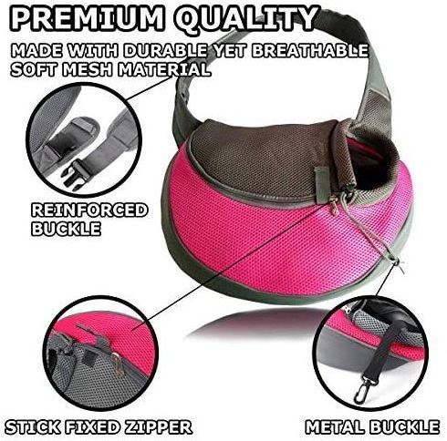 Small Pet Dog Sling Carrier Breathable Mesh Travel Safe Sling Bag Carrier for Dogs Cats