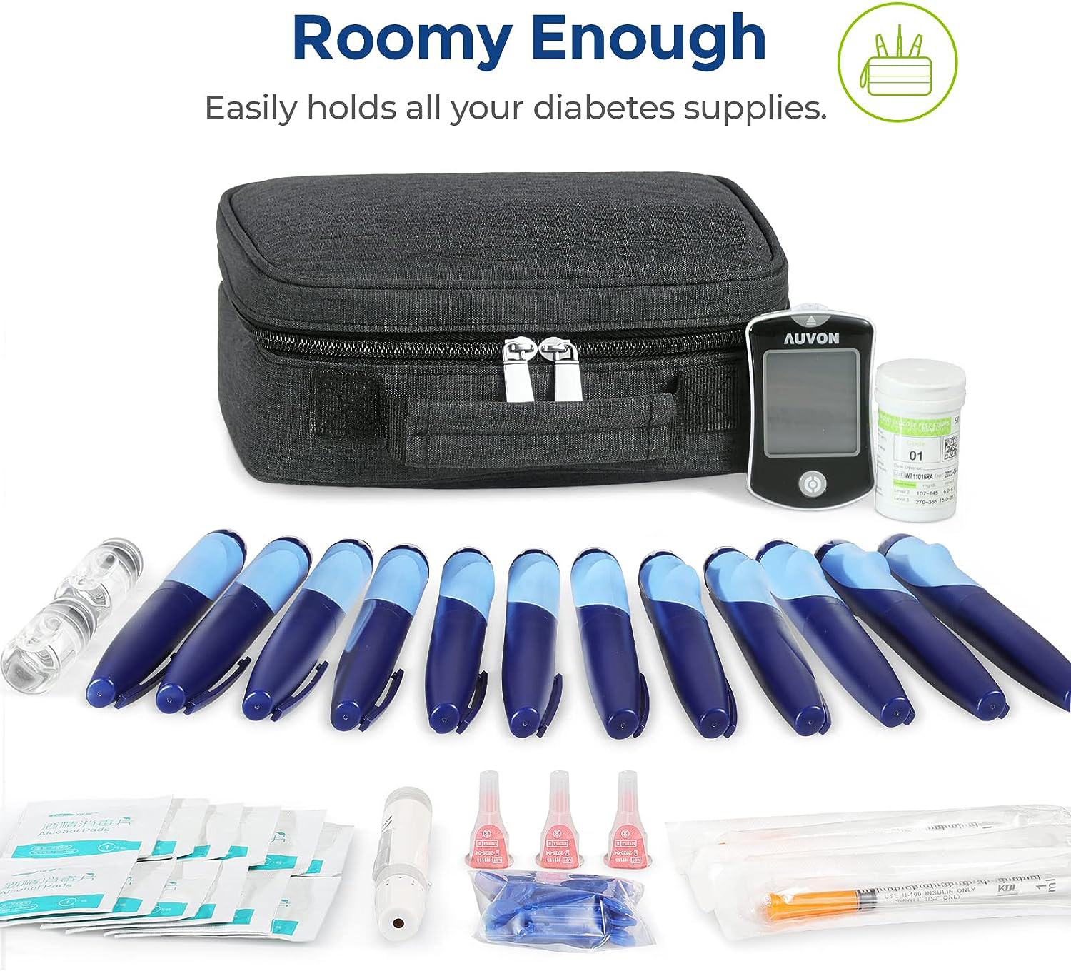 Portable Insulin Cooler Travel Case Insulated Diabetic Carry Syringe Bag with 4pcs ICE Pack for Insulin Pens and Blood Glucose