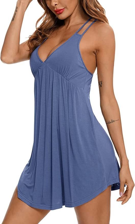 Sexy Lingerie Sleepwear for Women Chemises V-Neck Full Slip Babydoll Nightgown Dress S-XXL