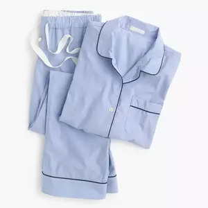 Custom Luxury Organic Cotton Winter Long Pajamas SetaFor Women's Sleepwear Pajamas Women