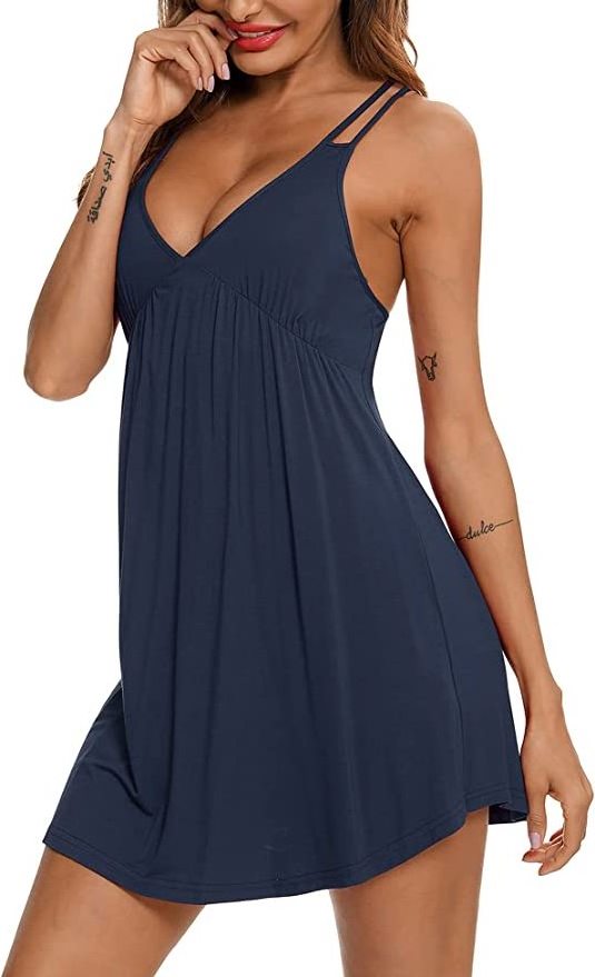 Sexy Lingerie Sleepwear for Women Chemises V-Neck Full Slip Babydoll Nightgown Dress S-XXL