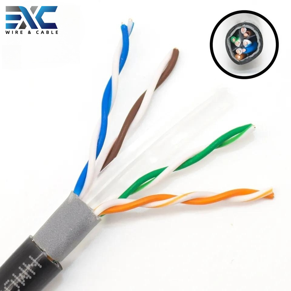 EXC Outdoor FTP waterproof Cat6 patch cable  Double jacket RJ45 CAT6 ethernet cable