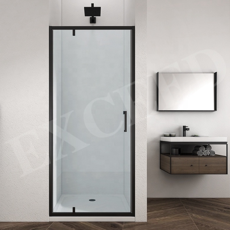 L Shaped Black Swing Shower Enclosure Door with 6mm Security Glass