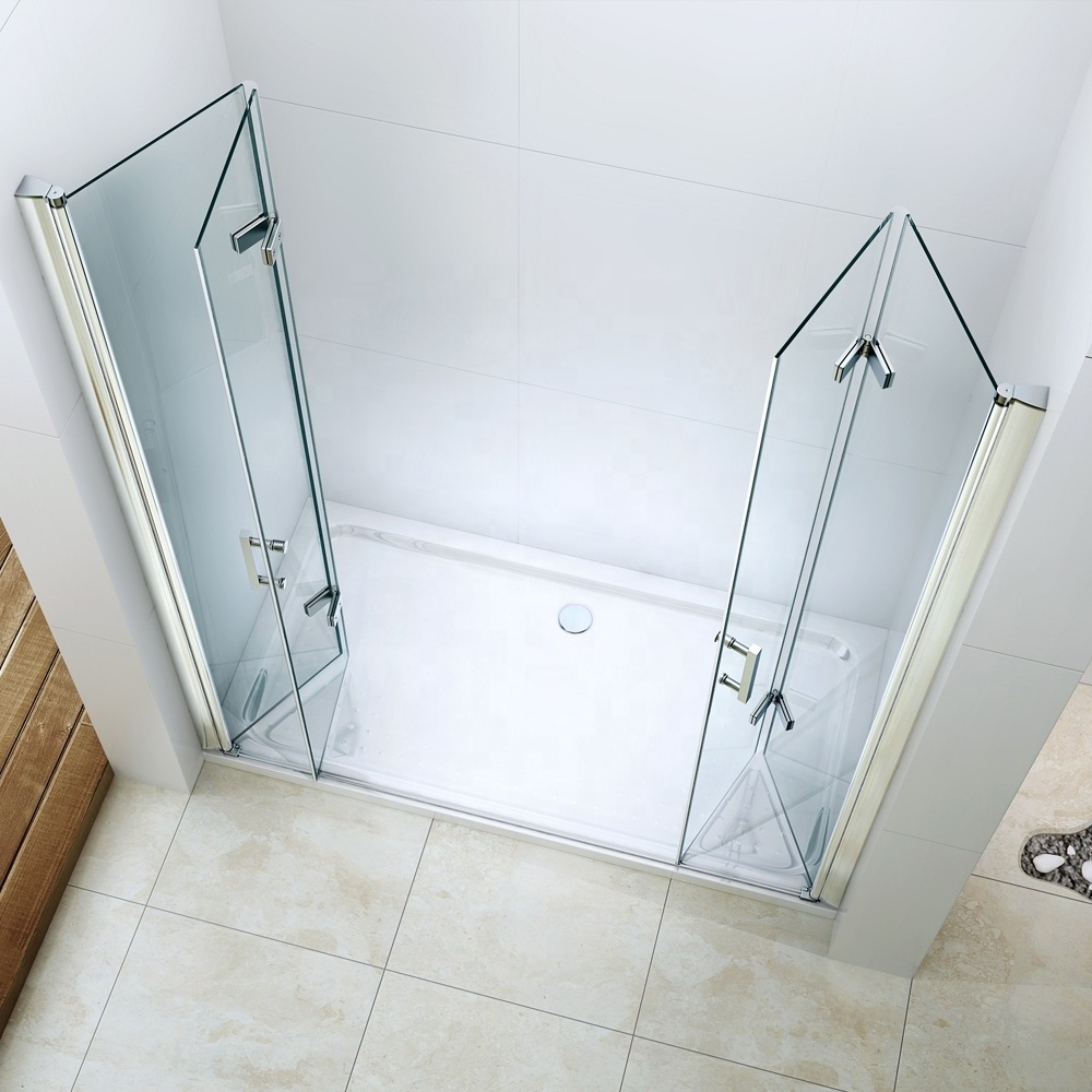 Exceed 2024 Retractable Double Open Accordion Glass Shower Door