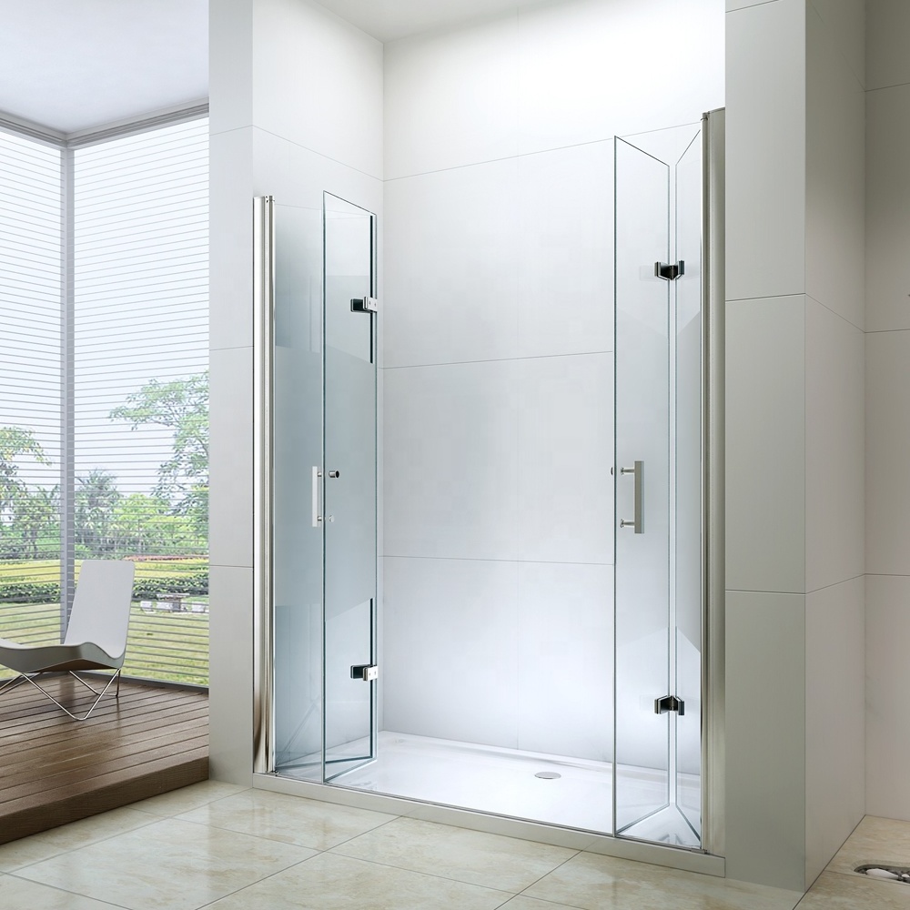 Exceed 2024 Retractable Double Open Accordion Glass Shower Door