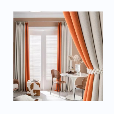 New Design Luxury 100% polyester white plain color patchwork cortinas black out window curtain fabric blackout curtain drapes