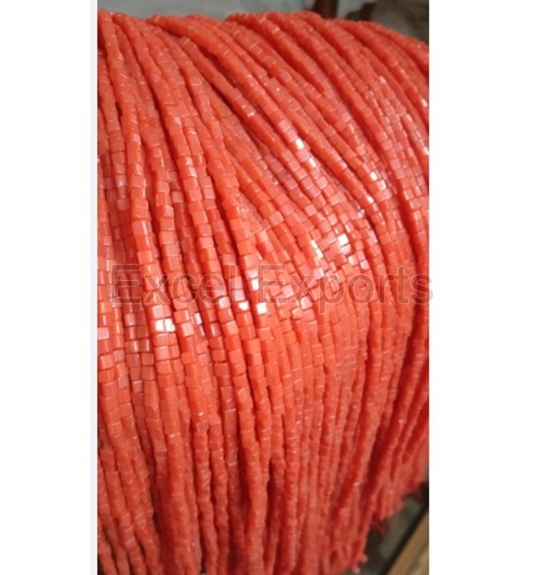 2023 Top selling glass beads 2mm 3mm 4mm square tube cube Italian coral beads for jewelry making loose beads on strand.