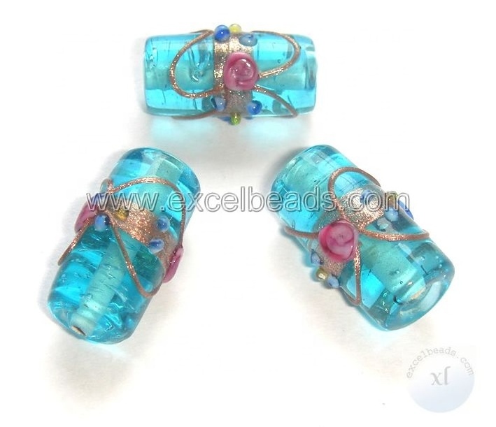 Turquoise color Wedding Cake Black Beads 22mm Tube shaped black beads from India for making jewellery