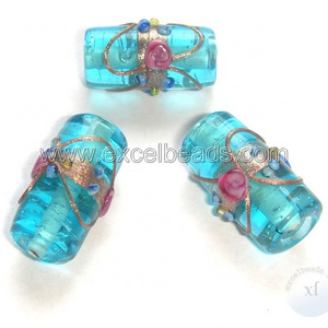 Turquoise color Wedding Cake Black Beads 22mm Tube shaped black beads from India for making jewellery