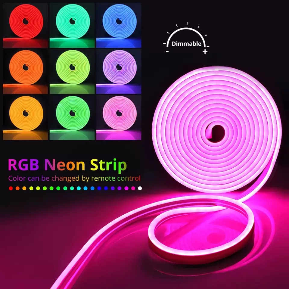 Flexible Neon Rope Light Smart Home Lights Decoration Remote Control RGB LED Neon Strip Light Home Party Holiday Decoration