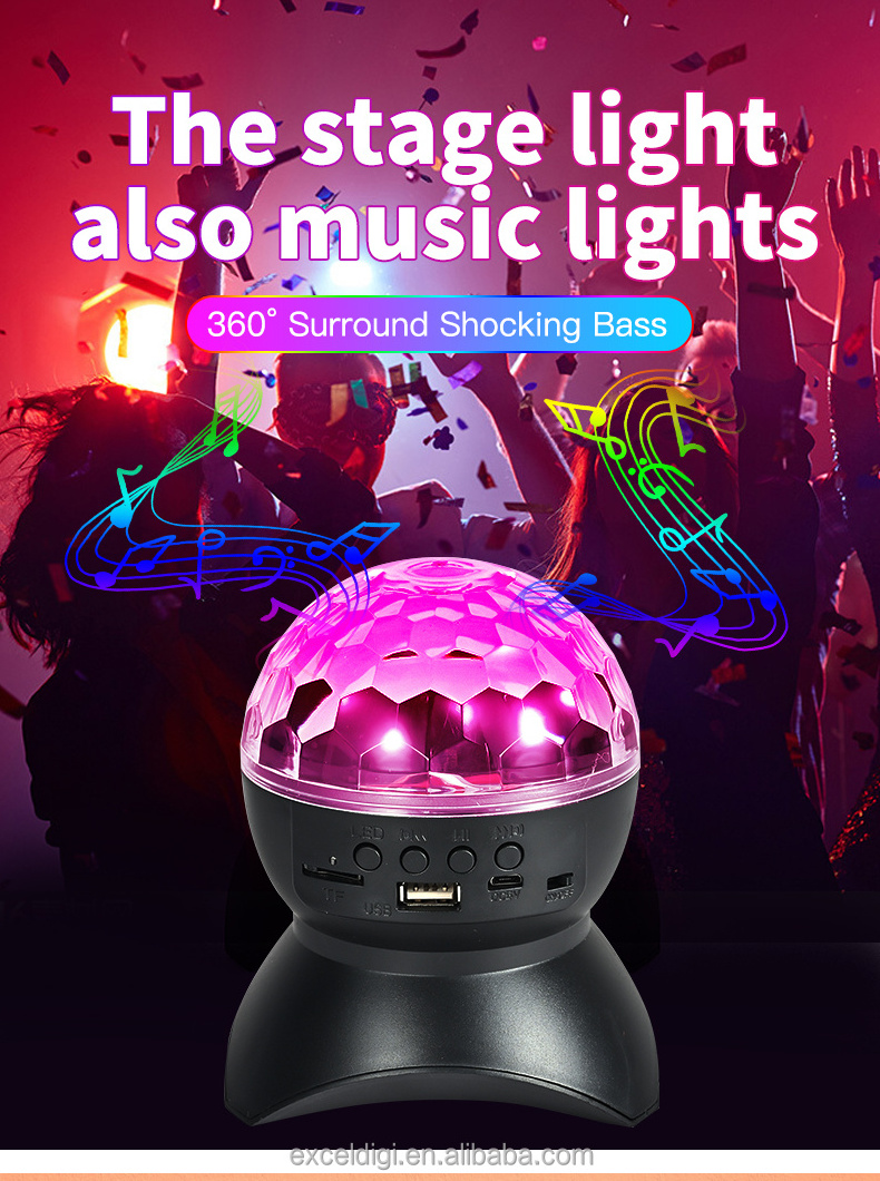 Wireless Music Speaker Stage Light LED Disco Ball Lights USB Charge BT-compatible Projector Night Lights for KTV Party Wedding