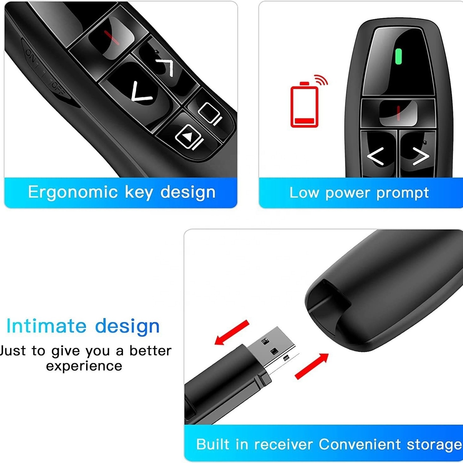 R400 Wireless Presenter Red Laser Pointer PPT Presentation 2.4GHz RF Wireless Laser page turning pen USB Remote Control Mouse