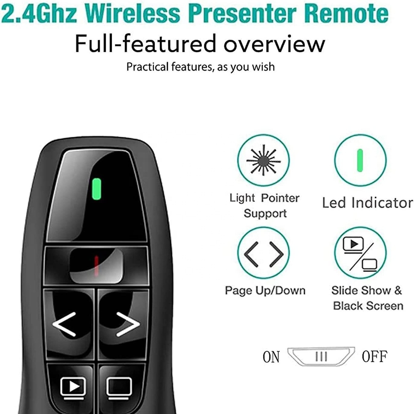 R400 Wireless Presenter Red Laser Pointer PPT Presentation 2.4GHz RF Wireless Laser page turning pen USB Remote Control Mouse