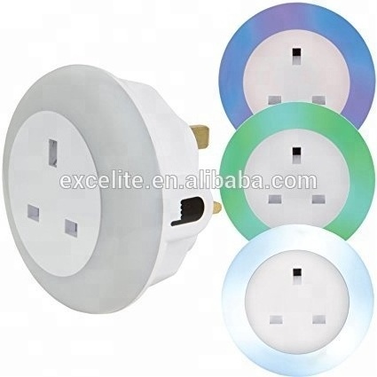 3 Color changing  led wall UK BS plug in touch sensor night light