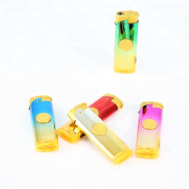 2018new windproof finger spinner lighter with flashing LED lamp turber lighter