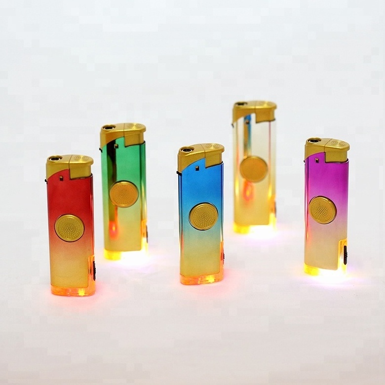 2018new windproof finger spinner lighter with flashing LED lamp turber lighter