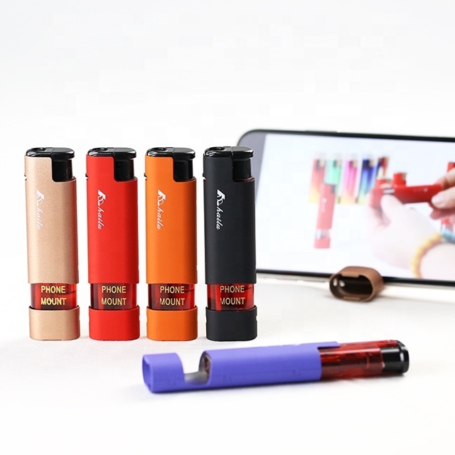 Novelty turbo lighter with mobile phone holder  cigarettes metal lighter refillable EX-2208A