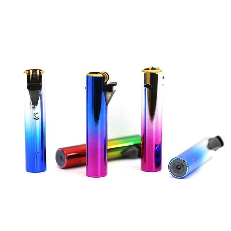 Novelty round Refillable Butane Gas Flint Cigarette metal Lighter EX-2461uv color full