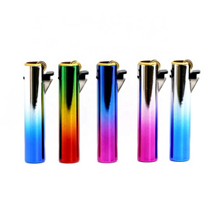 Novelty round Refillable Butane Gas Flint Cigarette metal Lighter EX-2461uv color full