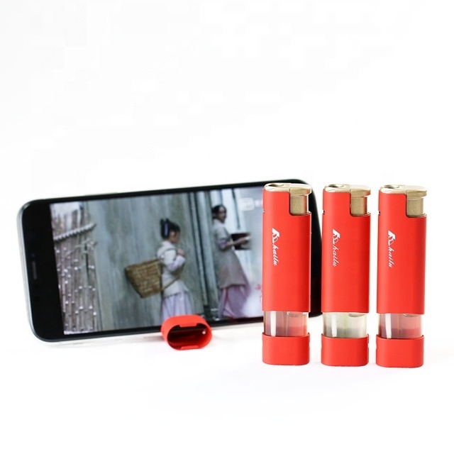 Novelty turbo lighter with mobile phone holder  cigarettes metal lighter refillable EX-2208A