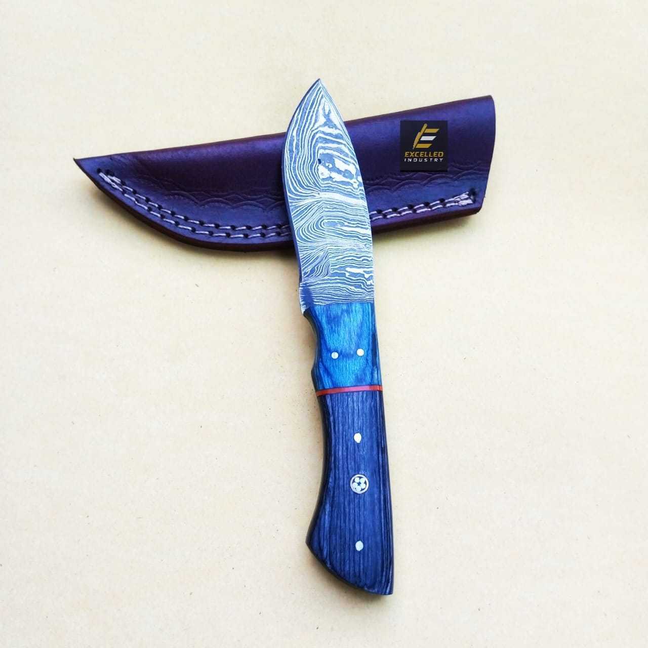 Multifunction Fixed Blade Camping Knives Damascus Skinner Knife Custom Handmade Damascus Steel Hunting Knife With Sheath