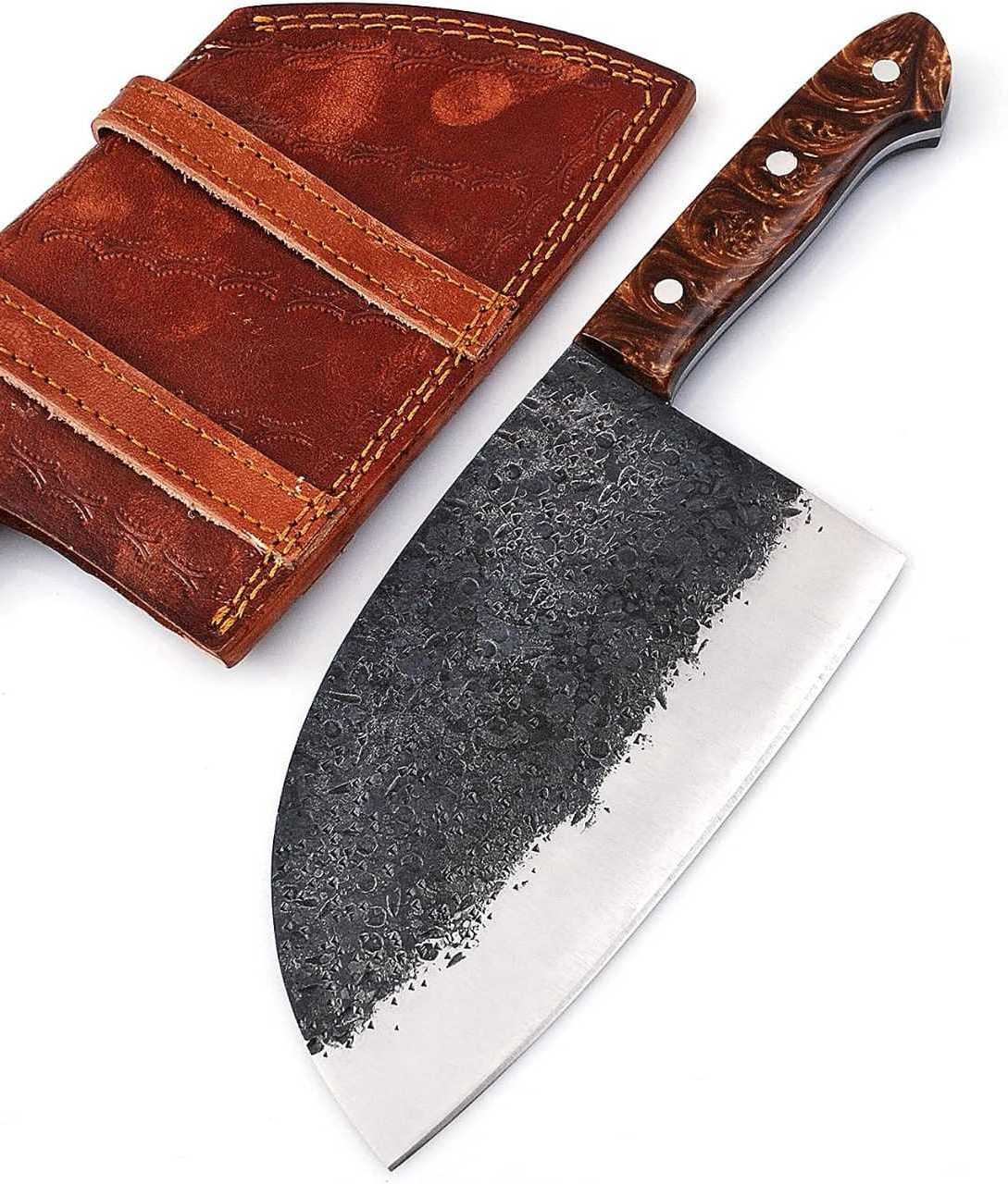 Forged Knife Chopper Japanese Cleaver Slaughter Chef Knife For Boning Meat Handmade Serbian Chopper Knife With Resin Handle