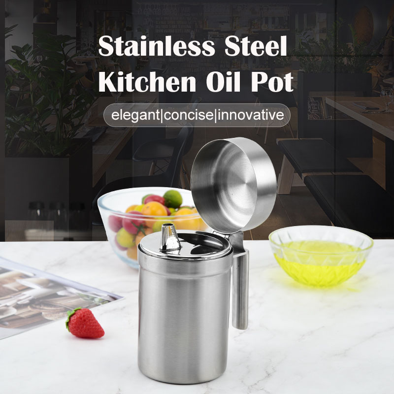 304# Stainless Steel Olive Oil Dispenser Bottle 550ML Leak Proof Oil Salad Dressing Storage Oil Container With Lid