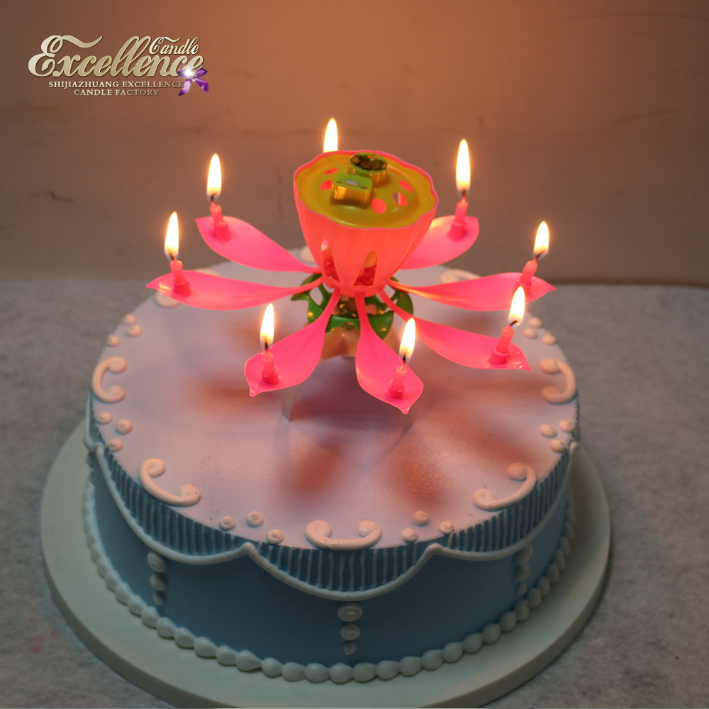 Wholesale little lotus flower single layer tripod bloom music novelty birthday candles