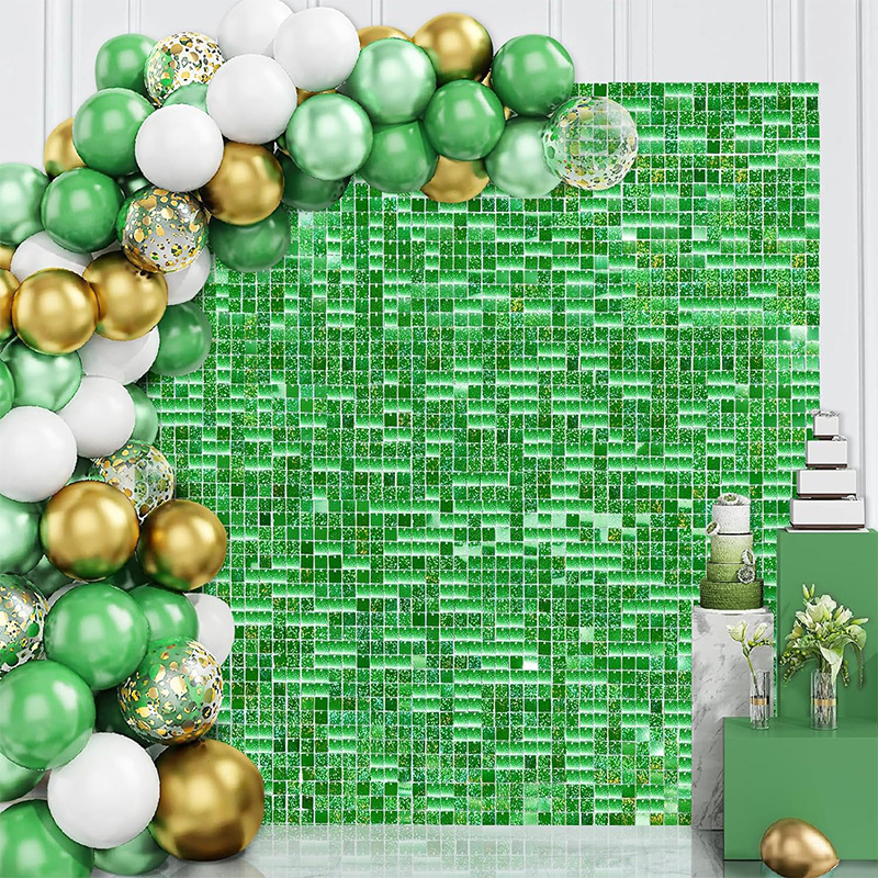 KLS Factory green shimmer wall sequin backdrop panels clear grid panel de fondo de lentejuelas back drop Shimmer Wall Green